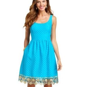 Lilly Pulitzer size 6 blue dress with gold trim
